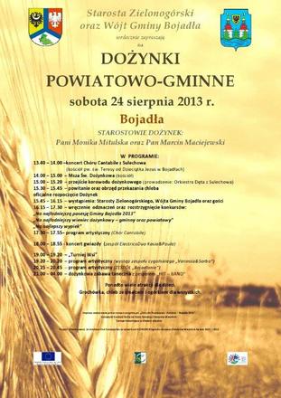Plakat promujący dożynki powiatowo-gminne.